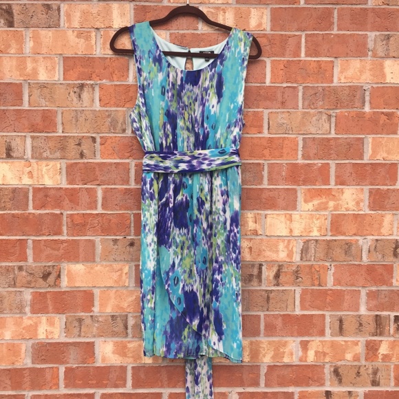 Apt. 9 Dresses & Skirts - Dress Size XL Fully Lined Faux Wrap Tie Waist Blue